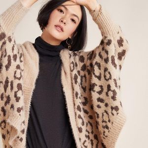 Anthropologie Leopard Print Cardigan in Oatmeal